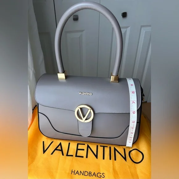 Valentino V Leather Satchel Handbag Purse Beige/Taupe Gaelle by Mario Valentino - Picture 7 of 11